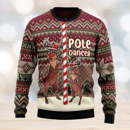 Funny Pole Dancer Reindeer Ugly Christmas Sweater Thankgiving Gift Men Women