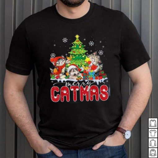 Funny Ugly Christmas Catmas Kitten Owners Santa Hat Shirt