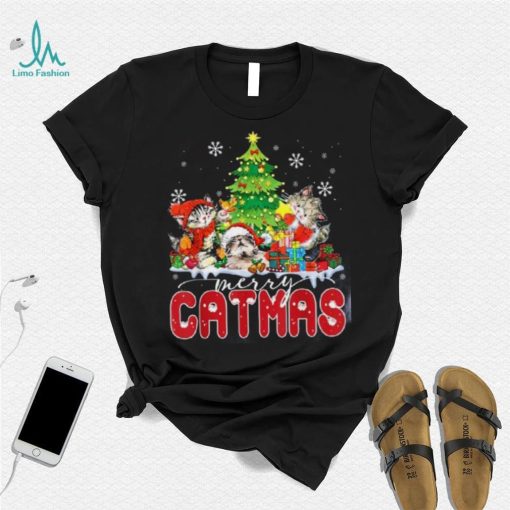 Funny Ugly Christmas Catmas Kitten Owners Santa Hat Shirt