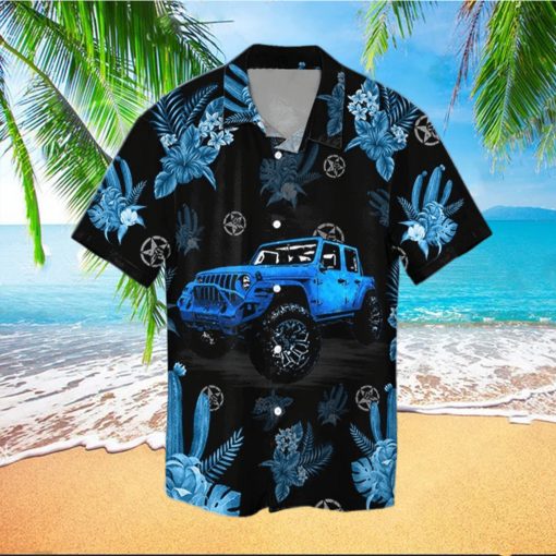 Gift For Dad Blue Jeep Black Unisex Hawaiian Shirts