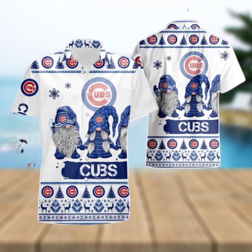 Gnomes Chicago Cubs Christmas 3D Summer Hawaiian Shirt And Short