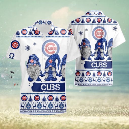 Gnomes Chicago Cubs Christmas 3D Summer Hawaiian Shirt And Short