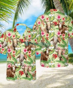 Goat Hibicus Floral 3D Hawaiian Shirt For Men Women hawaiian shirt