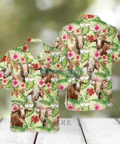 Goat Hibicus Floral 3D Hawaiian Shirt For Men Women hawaiian shirt