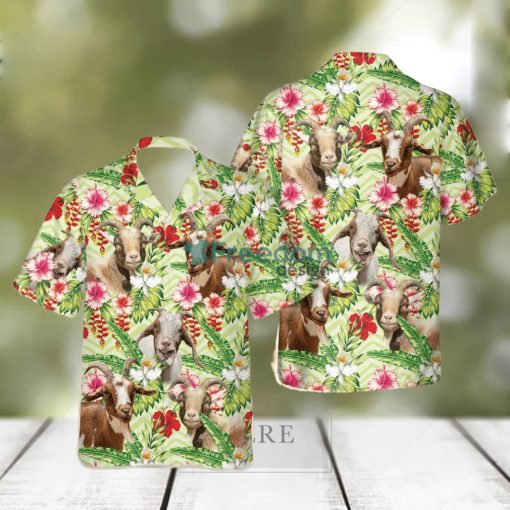 Goat Hibicus Floral 3D Hawaiian Shirt For Men Women hawaiian shirt