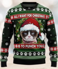 Grumpy Cat Punch You TY2010 Ugly Christmas Sweater