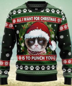 Grumpy Cat Punch You TY2010 Ugly Christmas Sweater