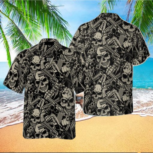 Guns And Skulls Pattern Hawaiian Shirt