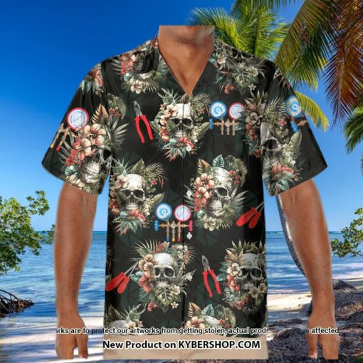 HVAC Tech Skull Hawaiian Shirt