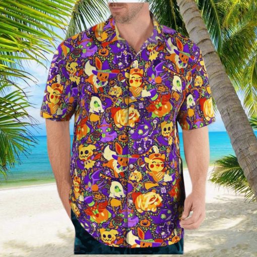 Halloween Pokemon Hawaiian Shirt And Shorts 3D Summer Vacation Hawaiian Shirt