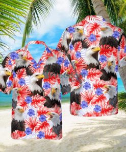 Happy Independence Day Eagles Hawaiian Theme All 3D Printed Hawaiian Shirt