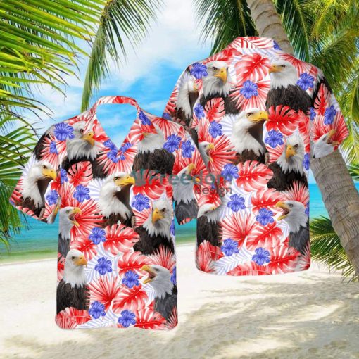 Happy Independence Day Eagles Hawaiian Theme All 3D Printed Hawaiian Shirt