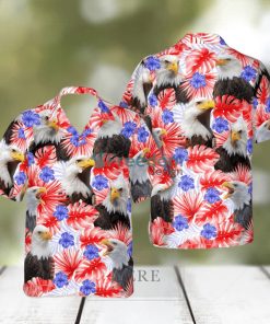 Happy Independence Day Eagles Hawaiian Theme All 3D Printed Hawaiian Shirt