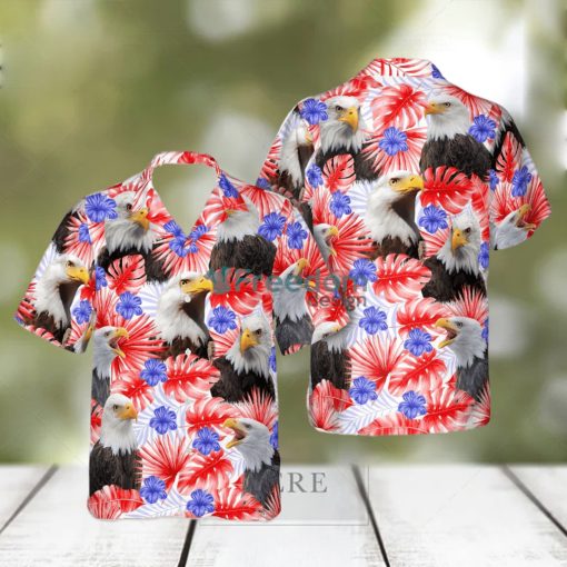 Happy Independence Day Eagles Hawaiian Theme All 3D Printed Hawaiian Shirt