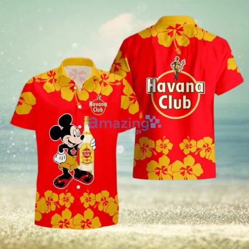 Havana Club Funny Mickey Mouse Hibicus Flower Hawaiian Shirt And Shorts