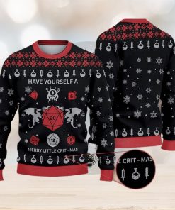 Have Yourself a Little Crit Mas Dungeons & Dragons D20 Wool Dnd Knit Gift Ugly Christmas Sweater For Men And Women