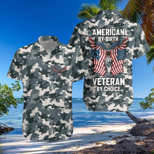 Hawaiian Aloha Shirts Camo American By Birth Veteran By Choice hawaiian shirt