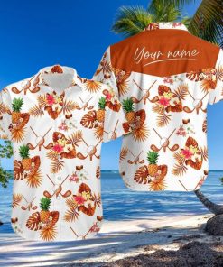 Hawaiian Aloha Shirts Golf Orange Tropical Floral Custom Name hawaiian shirt