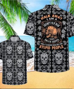 Hawaiian Aloha Shirts Grumpy Old Man Skull Pattern hawaiian shirt