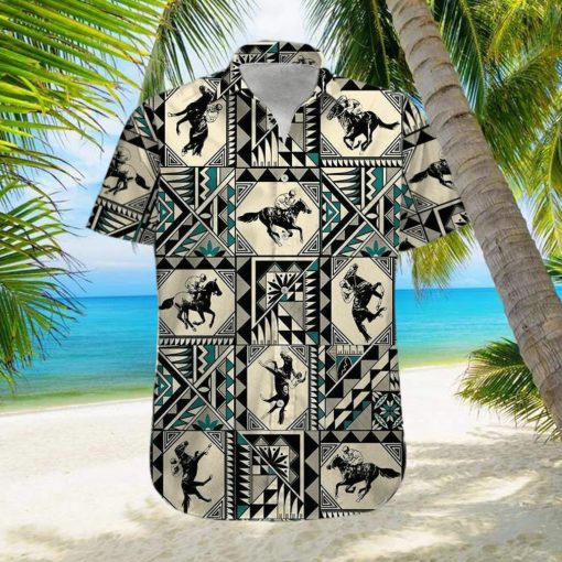 Hawaiian Aloha Shirts Horse Racing Native Pattern   Trend Tee Shirts Store