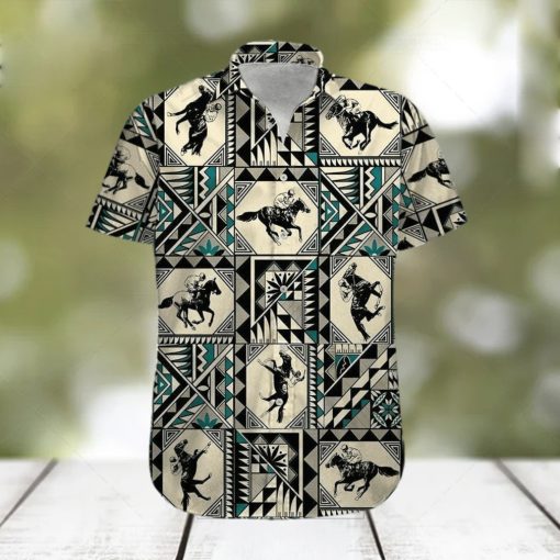 Hawaiian Aloha Shirts Horse Racing Native Pattern   Trend Tee Shirts Store