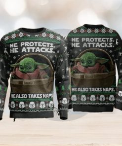 He Protects He Also Take Naps Yoda Christmas Christmas Ugly Sweater Party