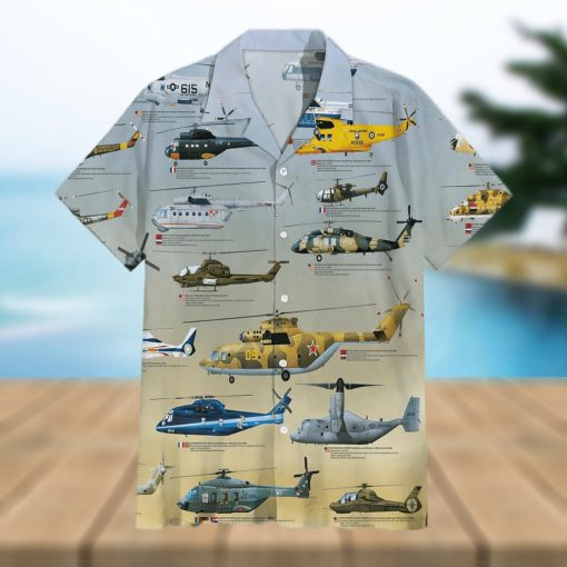 Helicopter Globe Military Collection Hawaiian Shirt