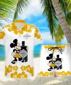 Hendrick’s Gin Mickey Mouse Hibicus Flower Gift Hawaiian Set Shirt