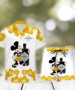 Hendrick’s Gin Mickey Mouse Hibicus Flower Gift Hawaiian Set Shirt