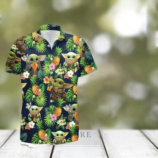 Hennessy Baby Yoda Tropical Flowery Hawaiian Shirt