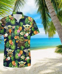 Hennessy Baby Yoda Tropical Flowery Hawaiian Shirt