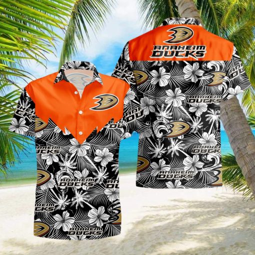 Hockey Anaheim Ducks Tropicial Flowers Summer Beach Hawaiian Shirt