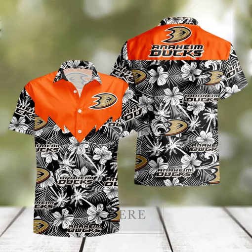 Hockey Anaheim Ducks Tropicial Flowers Summer Beach Hawaiian Shirt