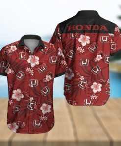 Honda Motor Dark Red Floral Tropical Hawaiian Shirt