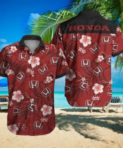 Honda Motor Dark Red Floral Tropical Hawaiian Shirt