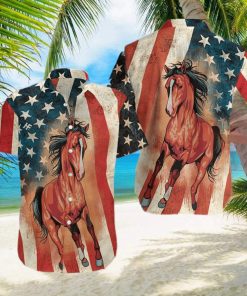 Horse American Flag Hawaiian Shirt