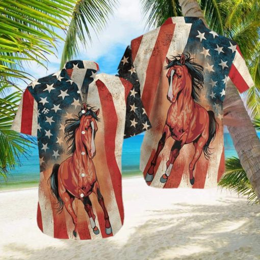 Horse American Flag Hawaiian Shirt