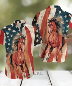 Horse American Flag Hawaiian Shirt