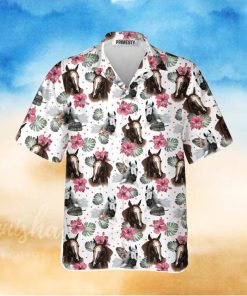 Horse Heads With Flower Pattern Horse Shirts For Men Horse Tropical Hawaiian Shirt