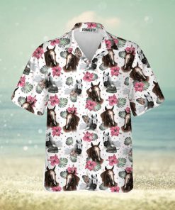 Horse Heads With Flower Pattern Horse Shirts For Men Horse Tropical Hawaiian Shirt