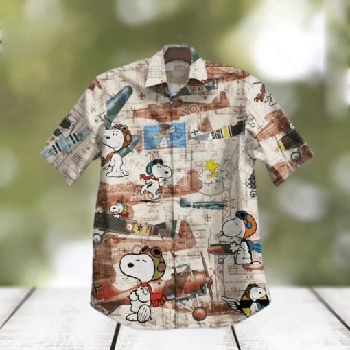 Hot Plane And Snoopy Vintage Hawaiian Shirt