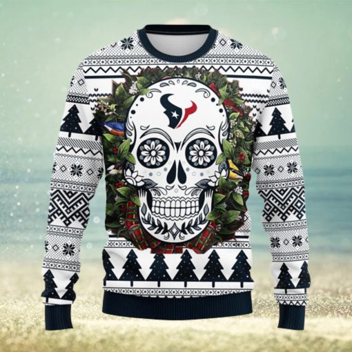 Houston Texans Skull Flower Ugly Christmas Ugly Sweater