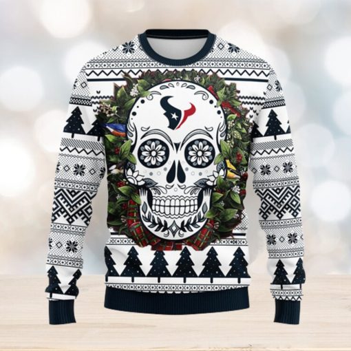 Houston Texans Skull Flower Ugly Christmas Ugly Sweater