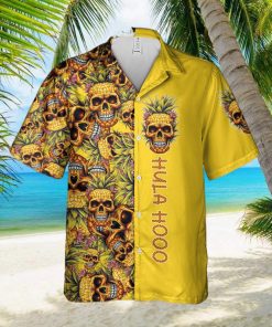 Hula Skull Pineapple Tropical Yellow Hawaiian Short Sleeve Aloha Hawaiian Shirt Summer Gift For Men And Women