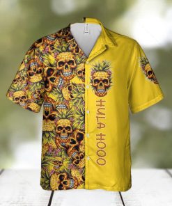 Hula Skull Pineapple Tropical Yellow Hawaiian Short Sleeve Aloha Hawaiian Shirt Summer Gift For Men And Women