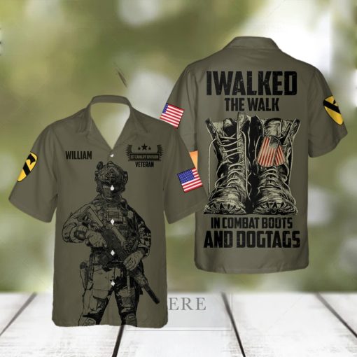 I Walk The Walk In Combat Boots And Dogtags Personalized Name Hawaiian Shirt Summer Gift For Men And Women