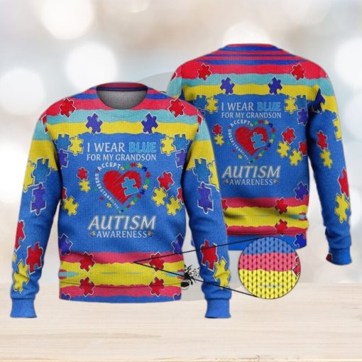 I Wear Blue For My Grandson 3D Full Print Ugly Sweater Christmas Gift Sweater