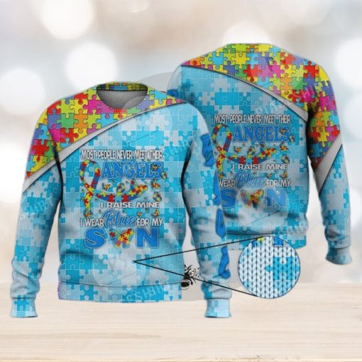 I Wear Blue For My Son Autism Awareness 3D Full Print Ugly Sweater Christmas Gift Sweater