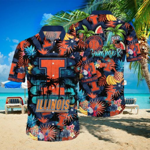 Illinois Fighting Illini NCAA Flower Classic Full Print Hawaiian Shirt