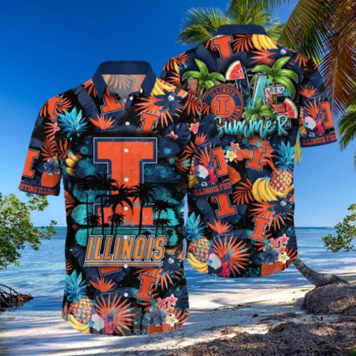 Illinois Fighting Illini NCAA Flower Classic Full Print Hawaiian Shirt